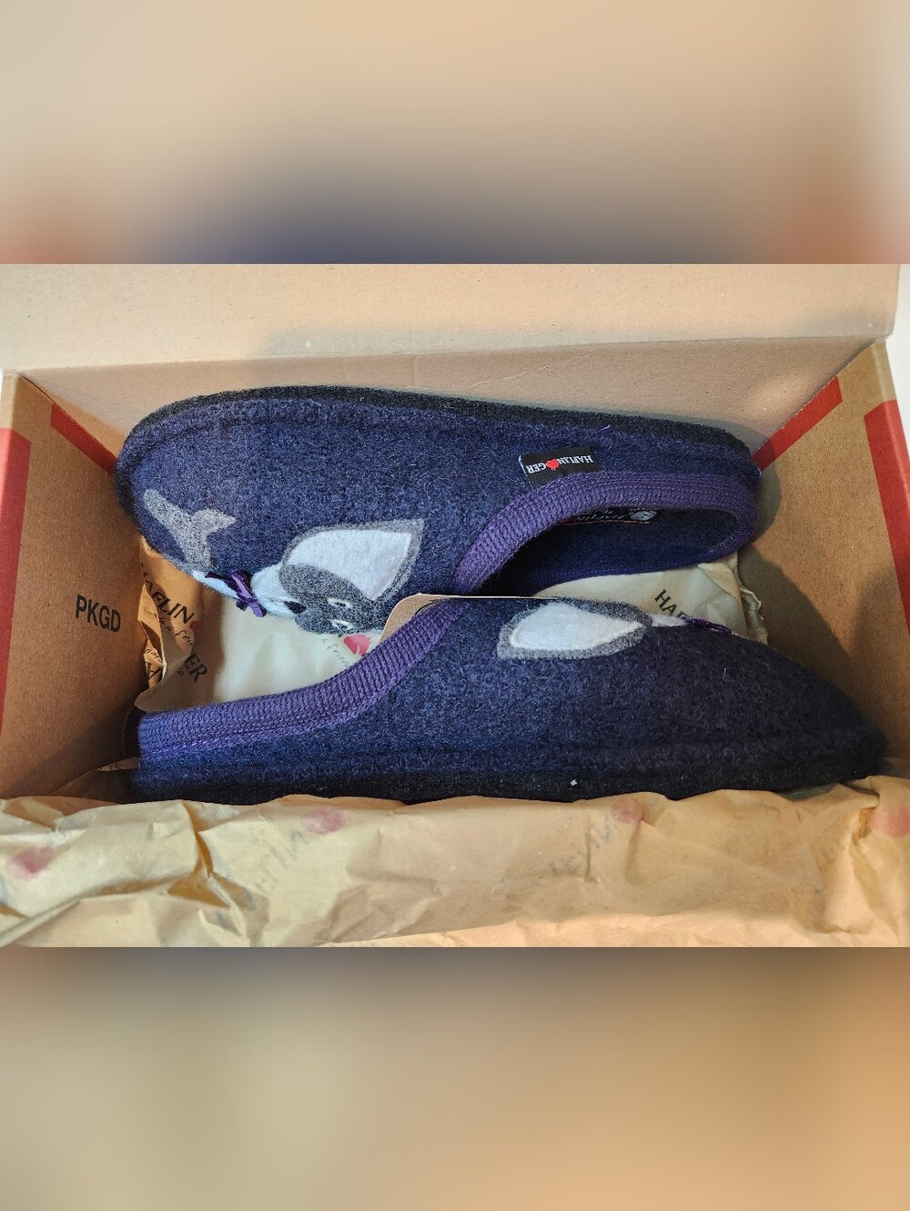 Haflinger Flair Chihuahua Purple/Grey Wool Felt Slippers Women's Size 39 (8-8.5) - Picture 12 of 13